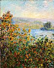Claude Monet Canvas Paintings - Flower Beds At Vetheuil